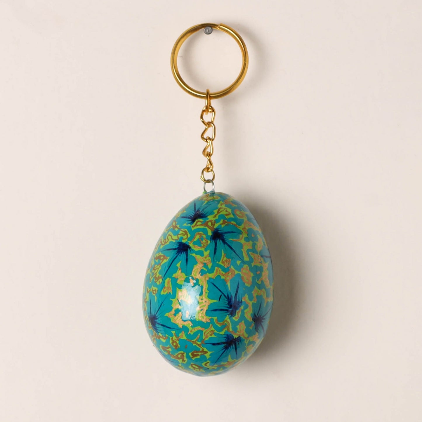 Kashmiri Handpainted Paper Mache Egg Keychain 10