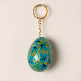Kashmiri Handpainted Paper Mache Egg Keychain 10