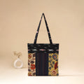 Srikalahasti Handpainted Kalamkari Ikat Patch Shoulder Bag by Dwarka Plus 56