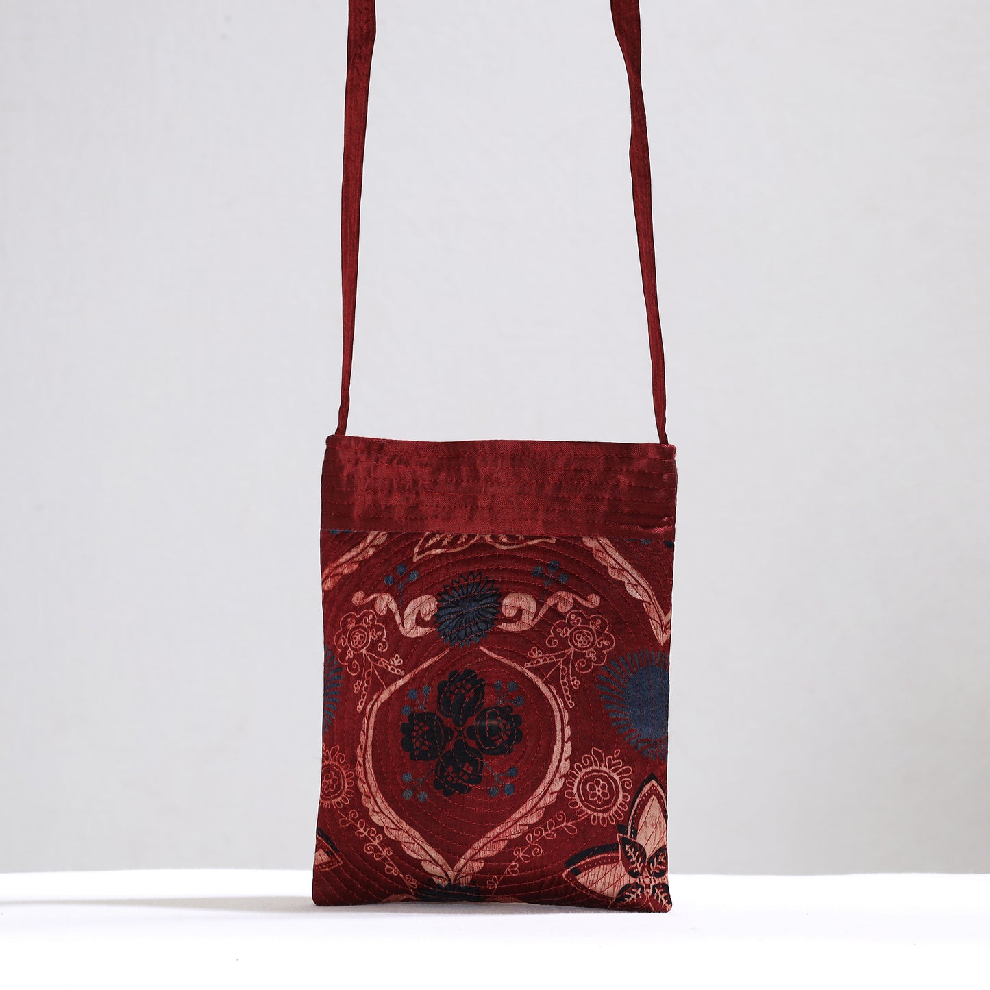 Red - Ajrakh Block Printed Mashru Silk Sling Bag 41