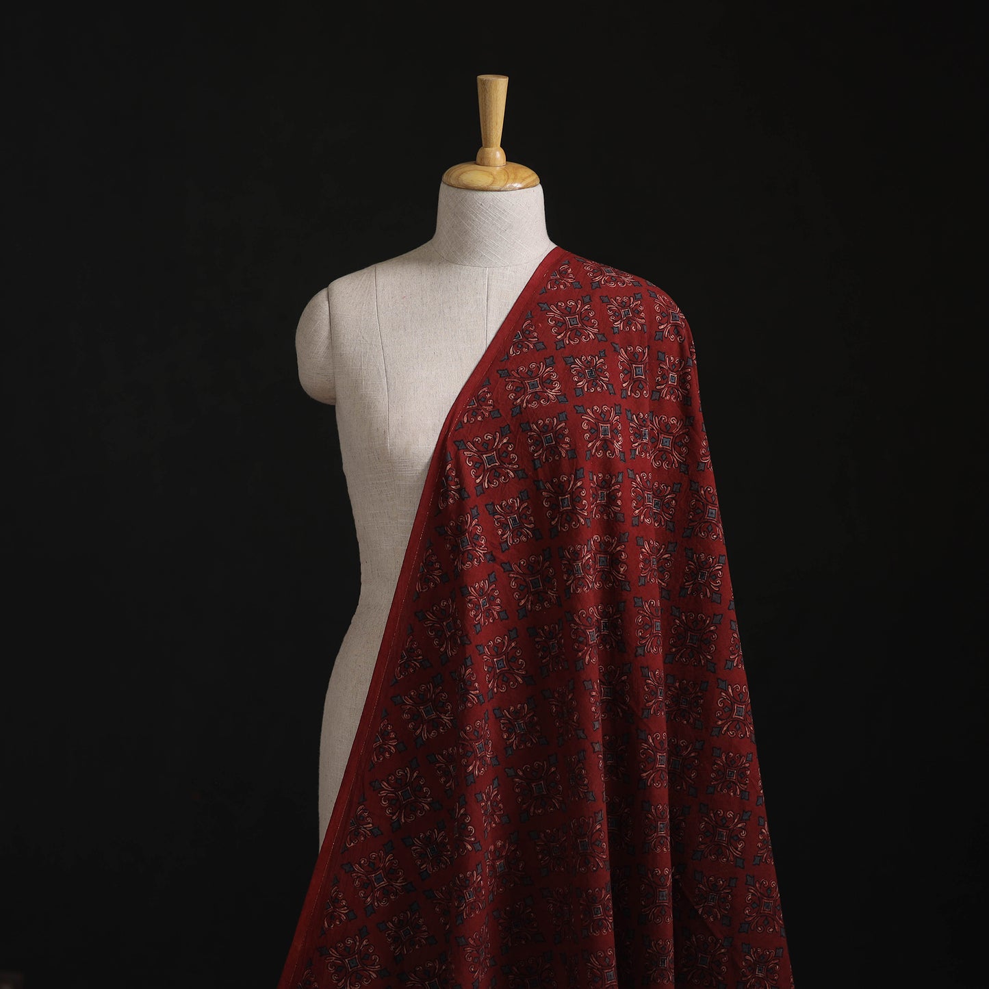 Kutch Hand Block Ajrakh Print Natural Dyed Cotton Fabric 01
