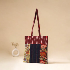Srikalahasti Handpainted Kalamkari Ikat Patch Shoulder Bag by Dwarka Plus 59