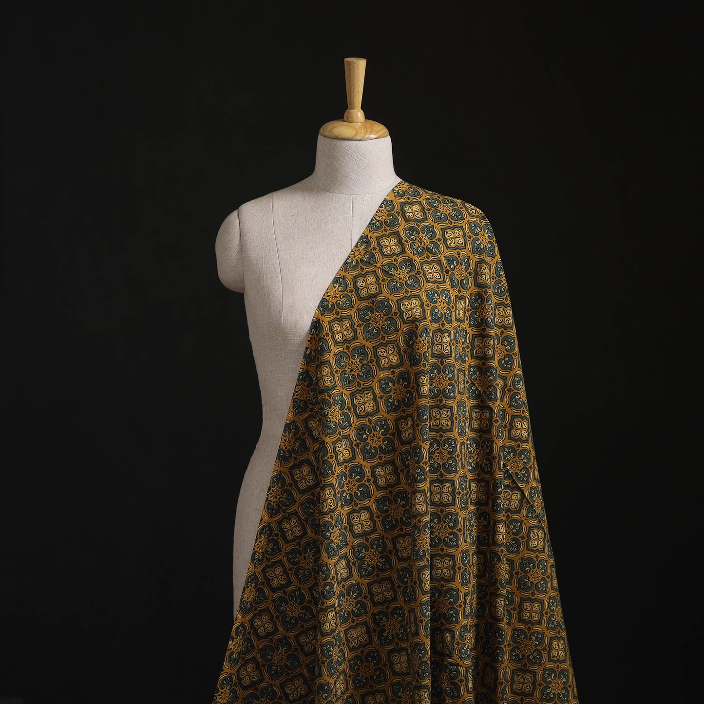 Kutch Hand Block Ajrakh Print Natural Dyed Cotton Fabric 06