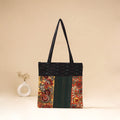Srikalahasti Handpainted Kalamkari Ikat Patch Shoulder Bag by Dwarka Plus 60