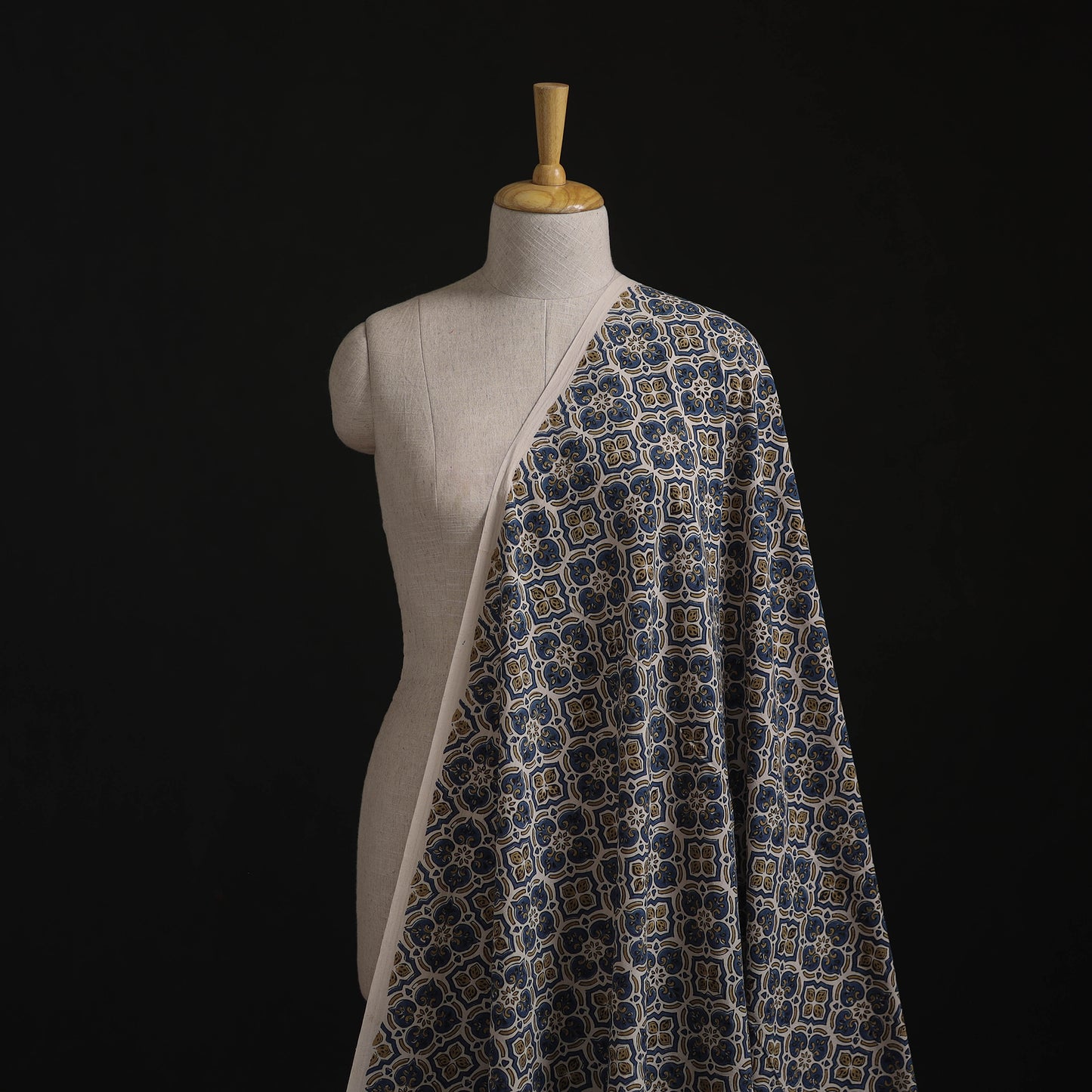 Kutch Hand Block Ajrakh Print Natural Dyed Cotton Fabric 12