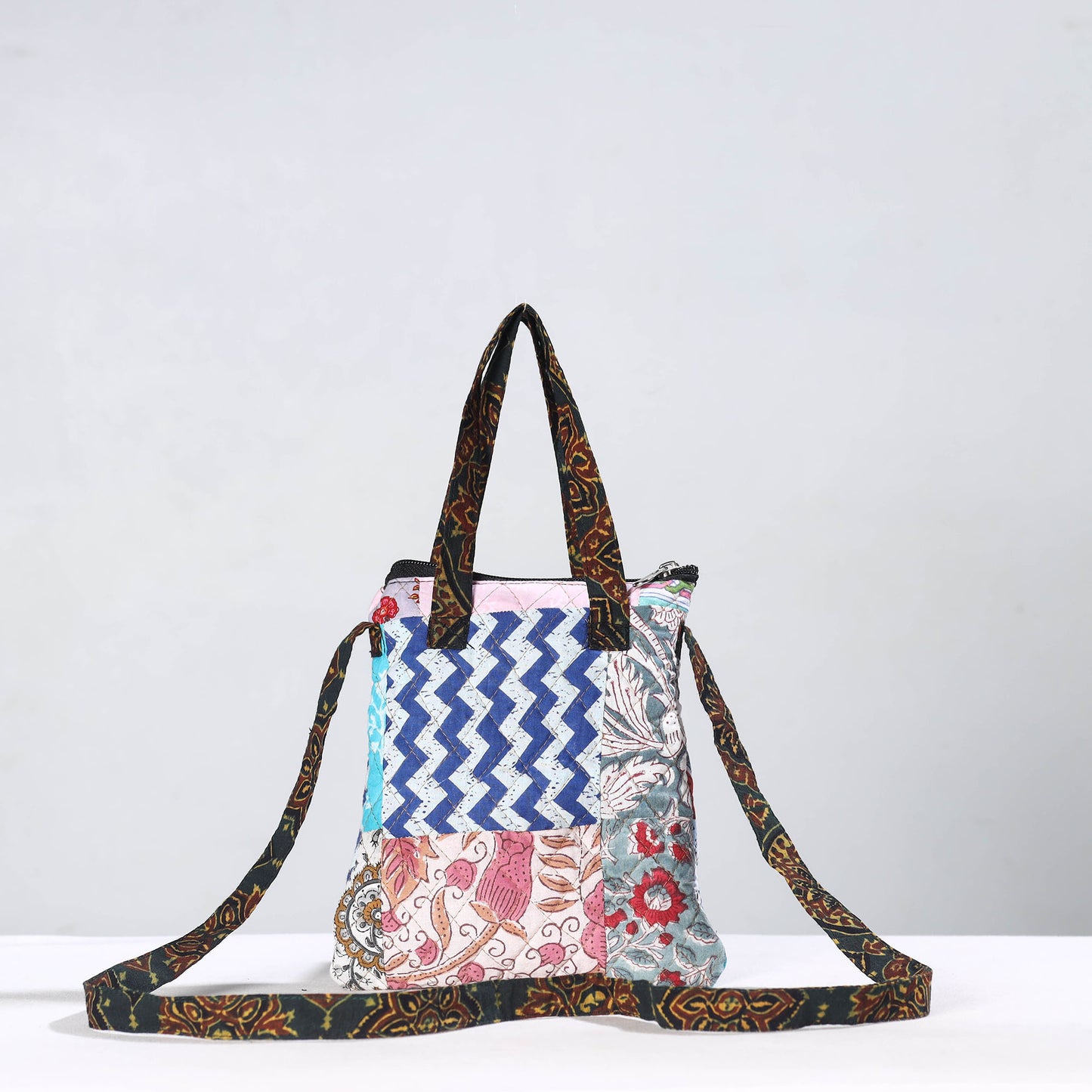 Multicolor - Handmade Quilted Cotton Patchwork Sling Bag 49