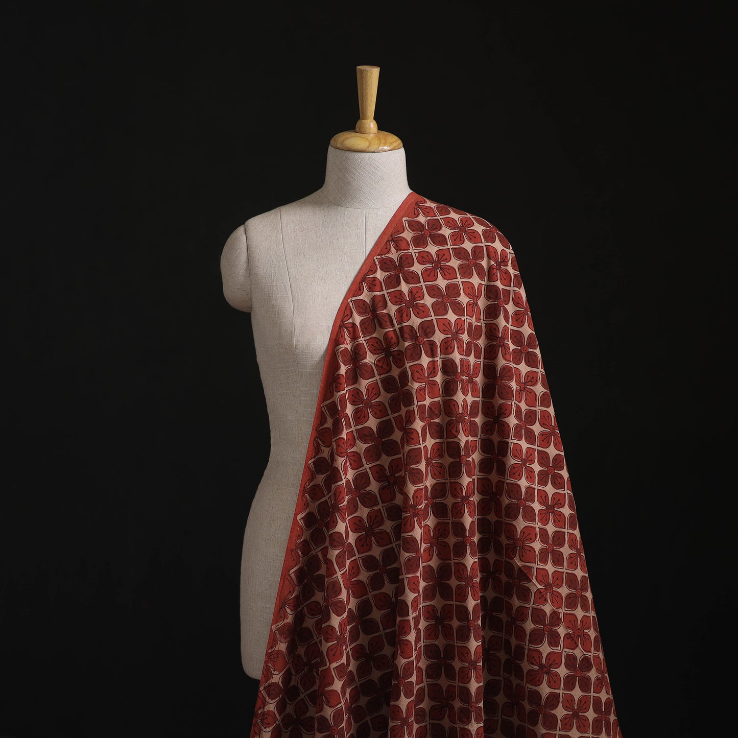 Kutch Hand Block Ajrakh Print Natural Dyed Cotton Fabric 19