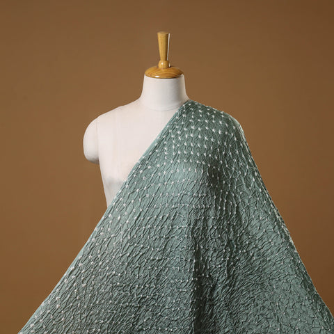 Green - Kutch Tie-Dye Modal Silk Bandhani Fabric 11