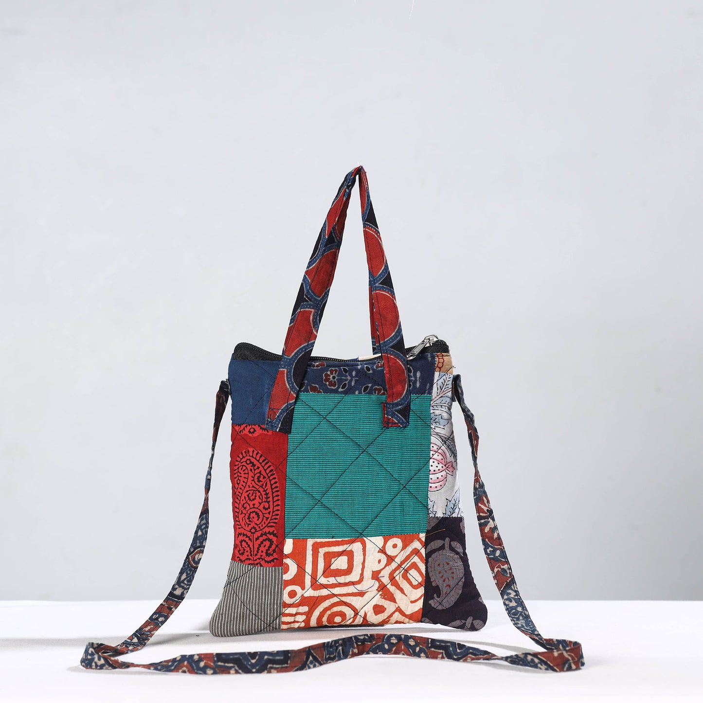Multicolor - Handmade Quilted Cotton Patchwork Sling Bag 50