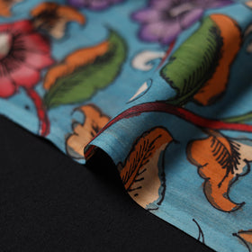 Blue - Handpainted Srikalahasti Silk Cotton Pen Kalamkari Fabric 11