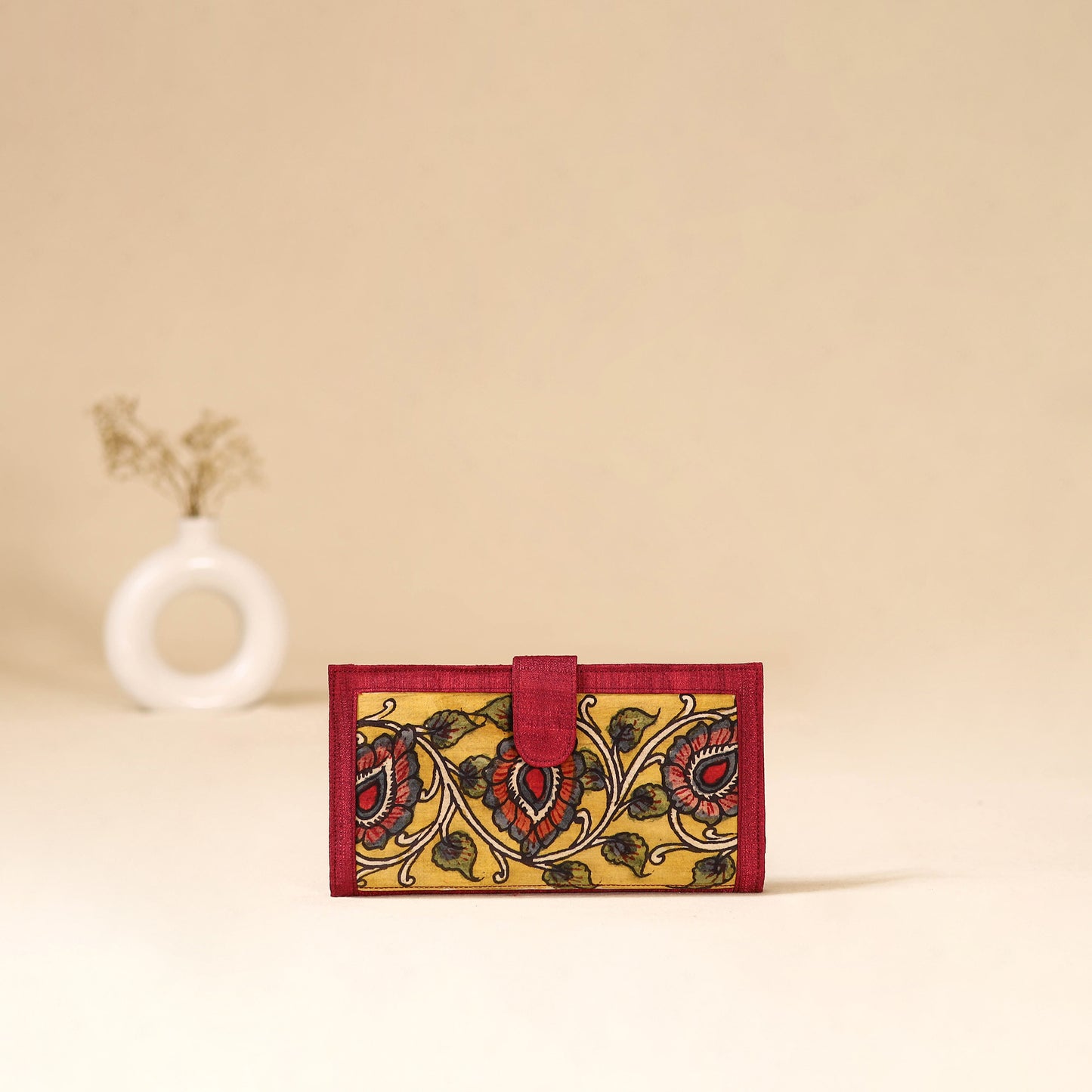 Srikalahasti Handpainted Kalamkari Clutch by Dwarka Plus 75