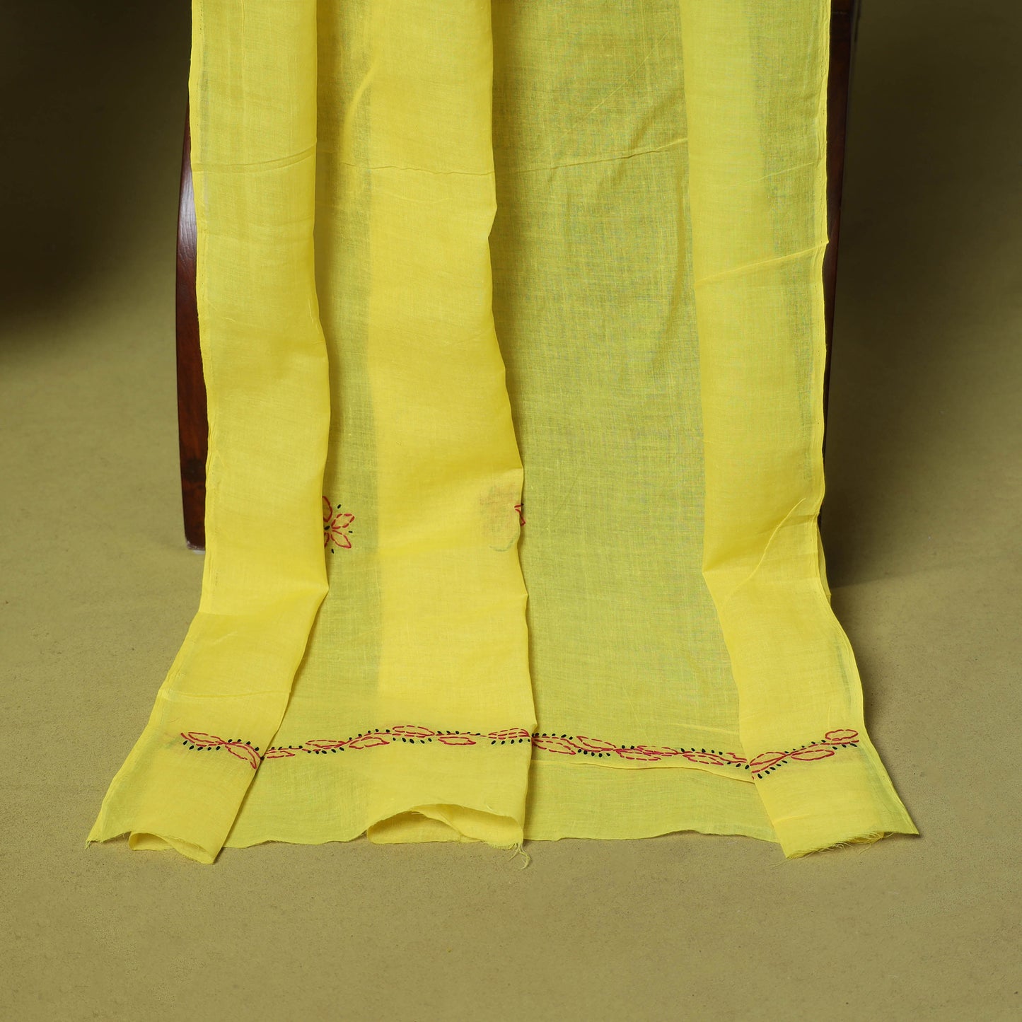 Yellow - 3pc hand embroidery cotton lucknow chikankari