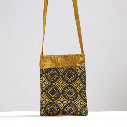 Yellow - Ajrakh Block Printed Mashru Silk Sling Bag 51