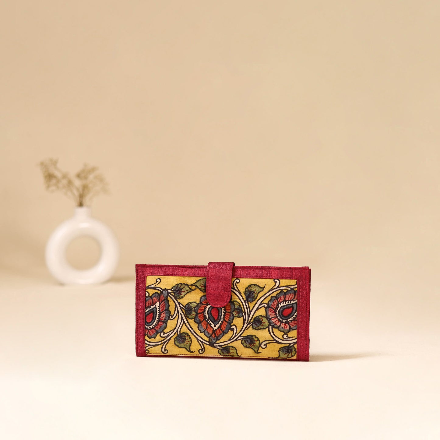 Srikalahasti Handpainted Kalamkari Clutch by Dwarka Plus 75