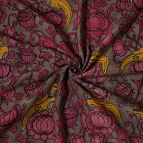 Pink - Handpainted Srikalahasti Silk Cotton Pen Kalamkari Fabric 01
