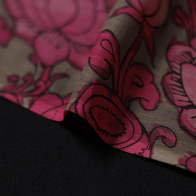 Pink - Handpainted Srikalahasti Silk Cotton Pen Kalamkari Fabric 01
