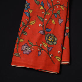 Red - Handpainted Srikalahasti Silk Cotton Pen Kalamkari Fabric 02