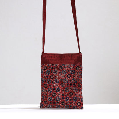 Red - Ajrakh Block Printed Mashru Silk Sling Bag 53
