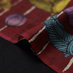 Maroon - Handpainted Srikalahasti Silk Cotton Pen Kalamkari Fabric 03