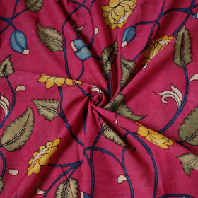 Pink - Handpainted Srikalahasti Silk Cotton Pen Kalamkari Fabric 04