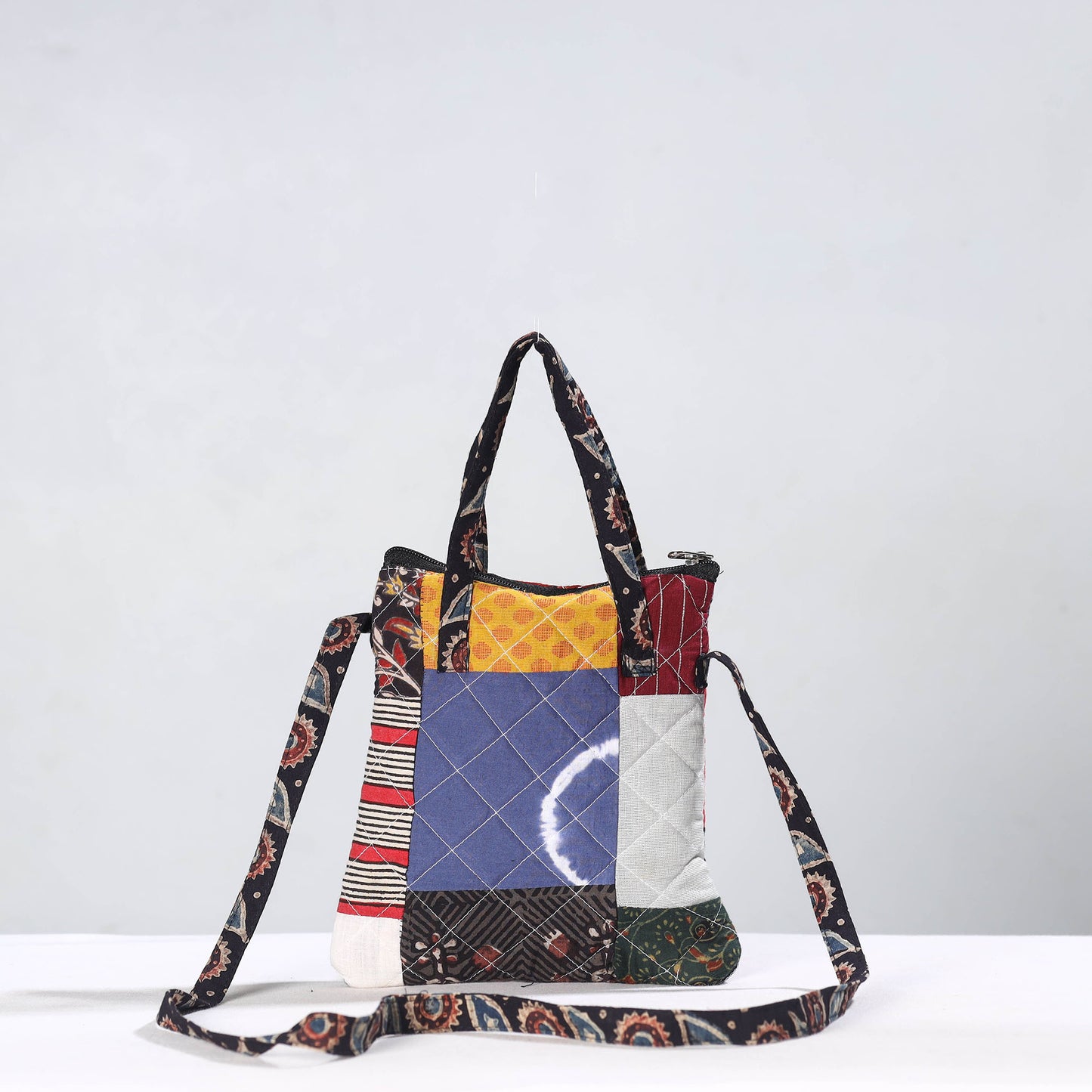 Multicolor - Handmade Quilted Cotton Patchwork Sling Bag 56