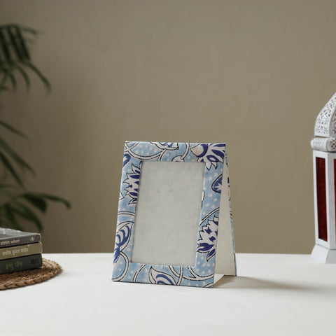 Blue - fabric embellished handmade photo frame (8 x 6 in)