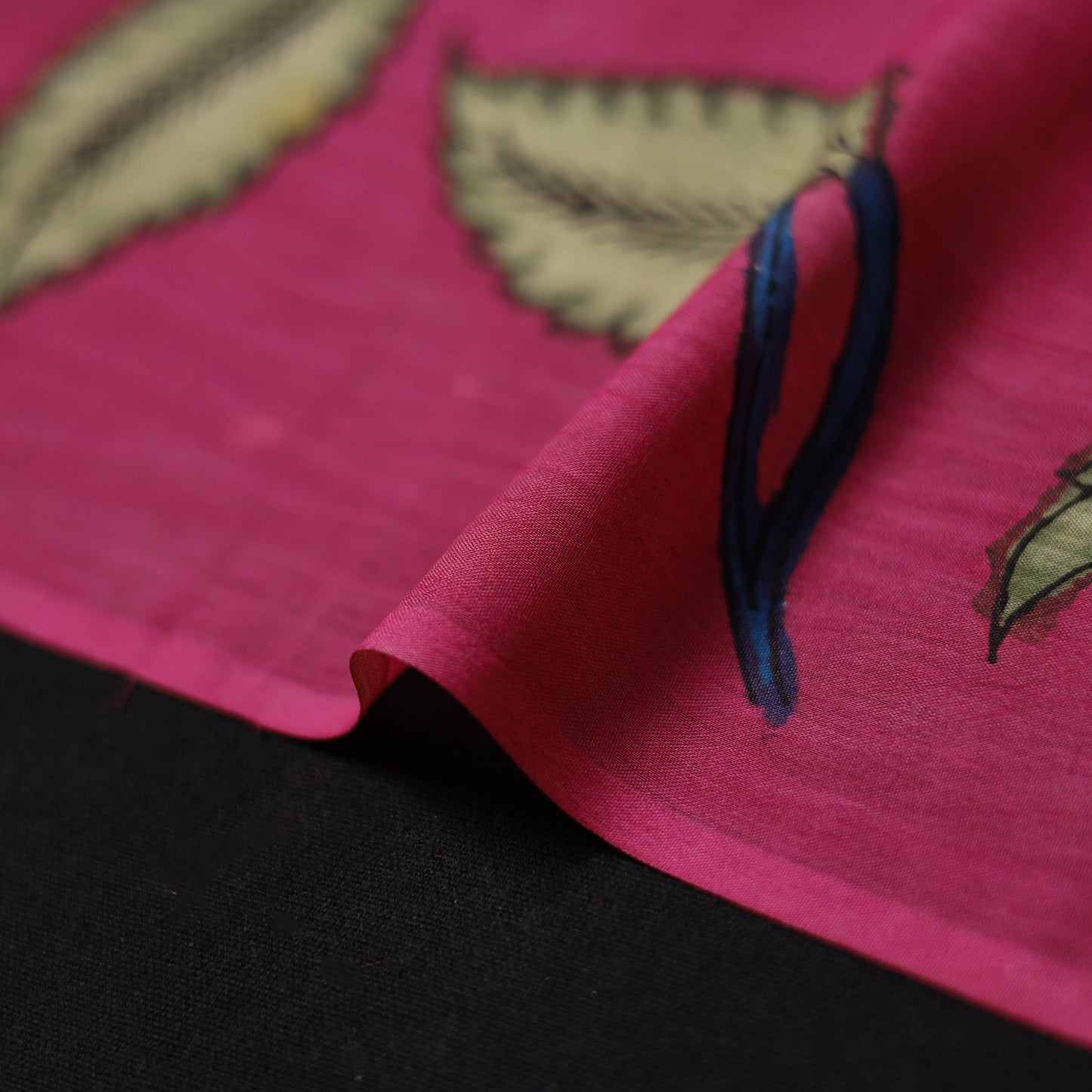 Pink - Handpainted Srikalahasti Silk Cotton Pen Kalamkari Fabric 04