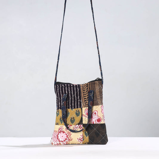 Handmade Quilted Cotton Patchwork Sling Bag 57