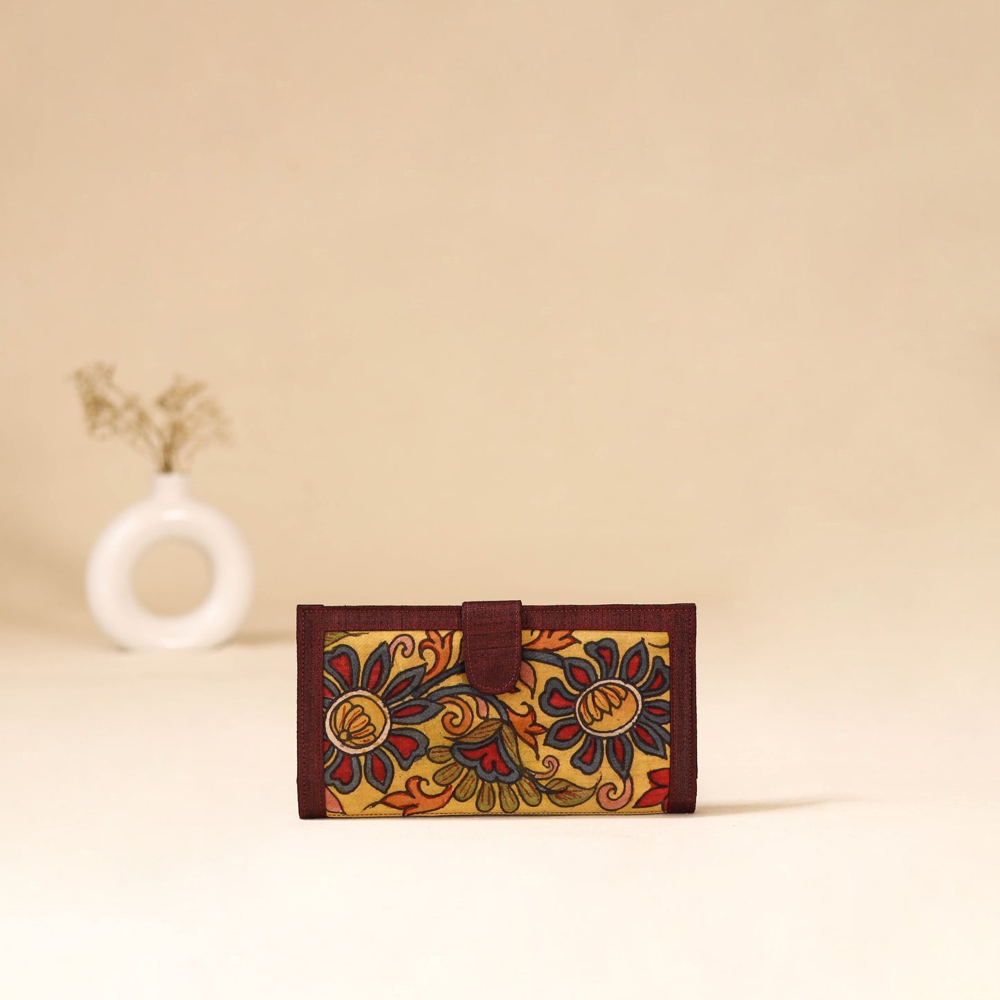 Srikalahasti Handpainted Kalamkari Clutch by Dwarka Plus 80