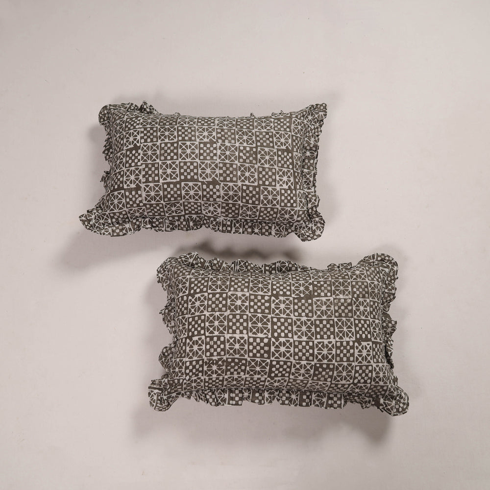 Set of 2 Handcrafted Cotton Frill Pillow Covers 07