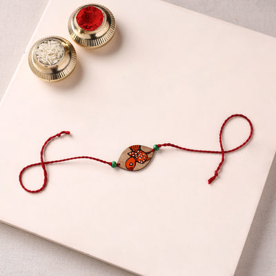 Pattachitra Handpainted Wooden Rakhi 03