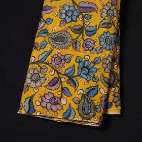 Yellow - Handpainted Srikalahasti Silk Cotton Pen Kalamkari Fabric 07