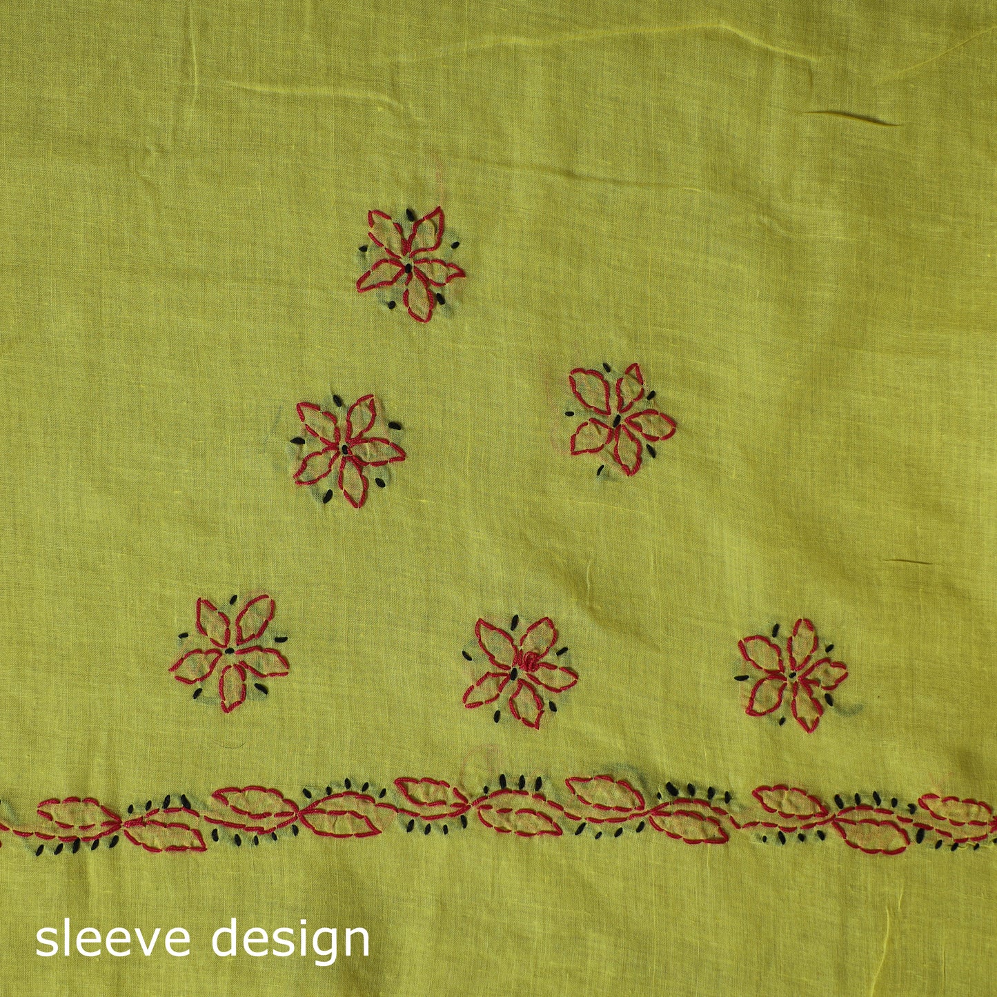 Yellow - 3pc hand embroidery cotton lucknow chikankari
