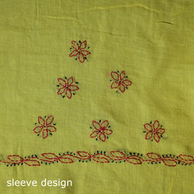 Yellow - 3pc hand embroidery cotton lucknow chikankari