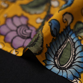 Yellow - Handpainted Srikalahasti Silk Cotton Pen Kalamkari Fabric 07