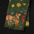 Green - Handpainted Srikalahasti Silk Cotton Pen Kalamkari Fabric 08