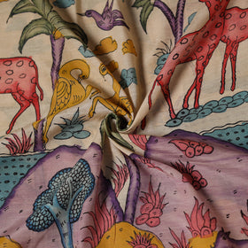 Purple - Handpainted Srikalahasti Silk Cotton Pen Kalamkari Fabric 09