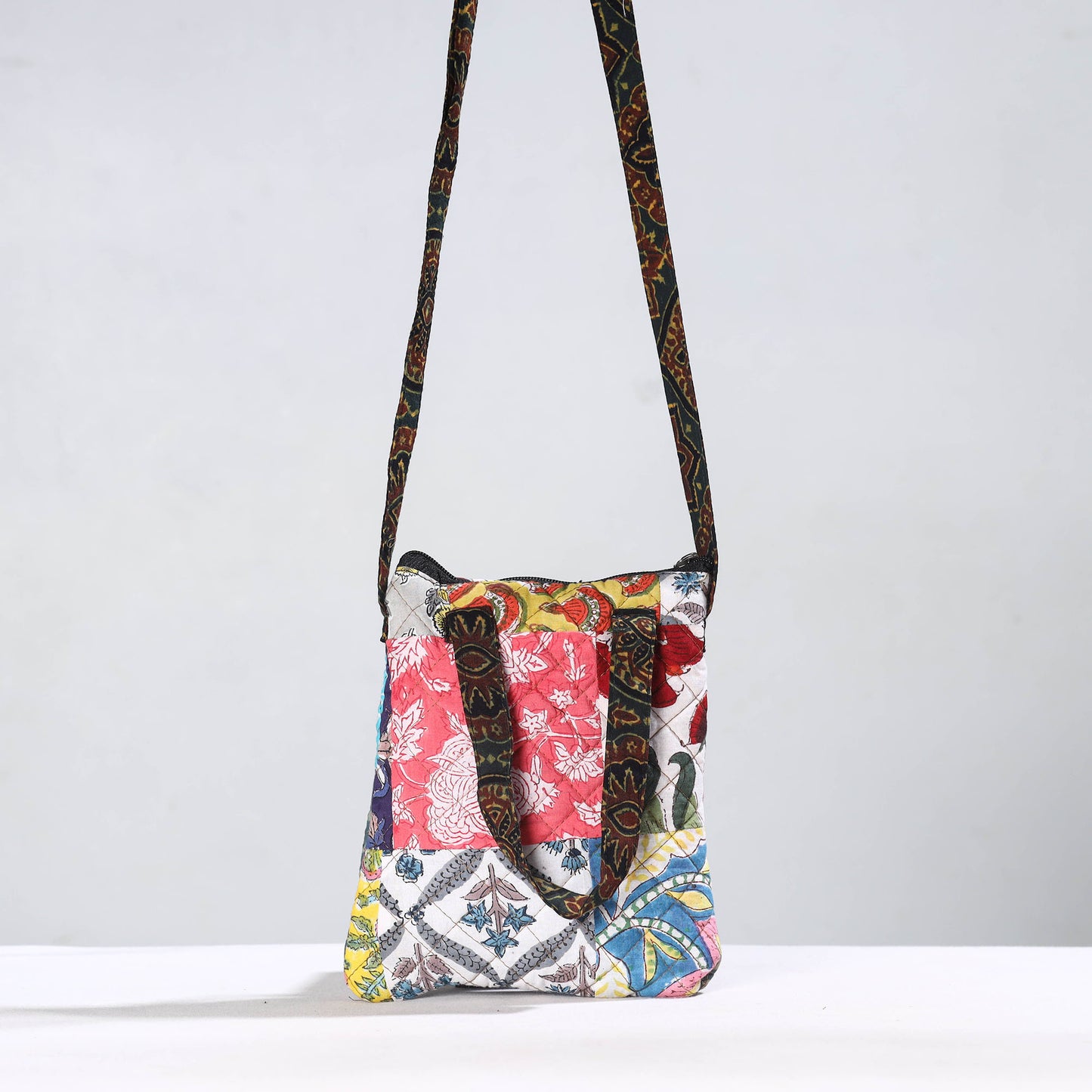 Multicolor - Handmade Quilted Cotton Patchwork Sling Bag 63