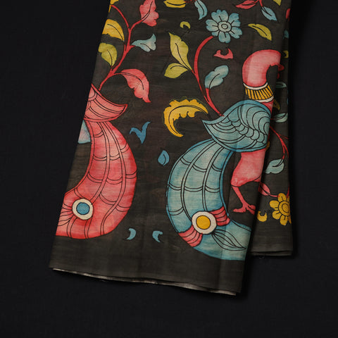 Black - Handpainted Srikalahasti Silk Cotton Pen Kalamkari Fabric 10