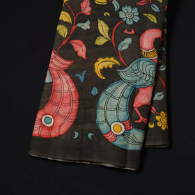 Black - Handpainted Srikalahasti Silk Cotton Pen Kalamkari Fabric 10