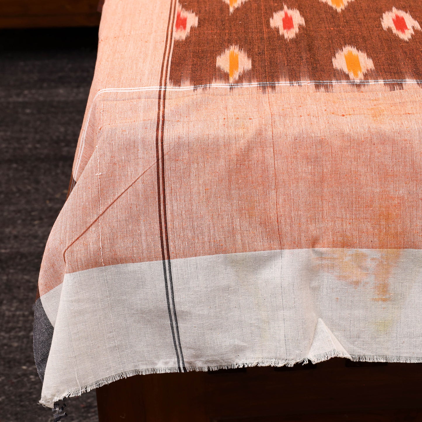 Brown - Cotton Pochampally Ikat Bedsheet 32