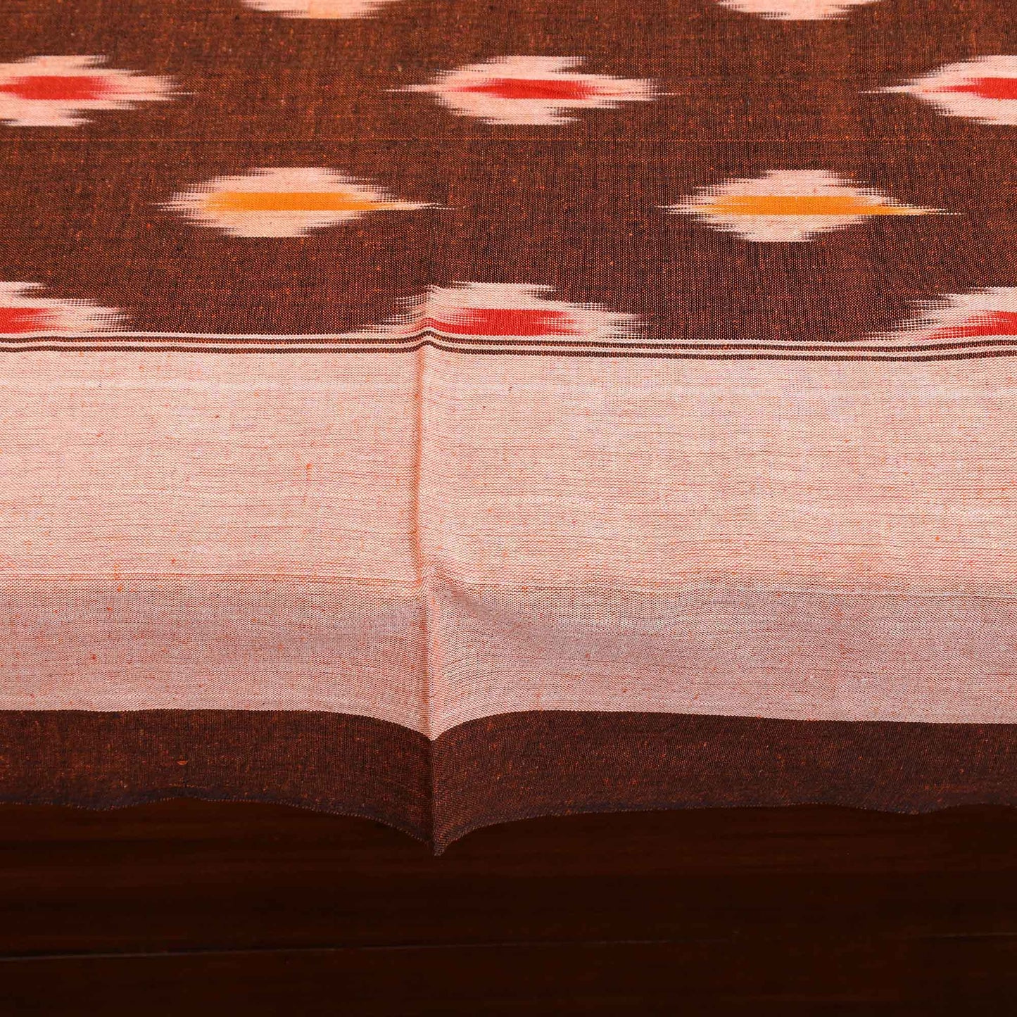 Brown - Cotton Pochampally Ikat Bedsheet 32