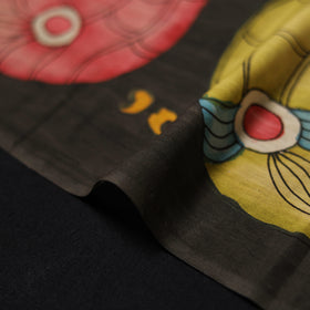 Black - Handpainted Srikalahasti Silk Cotton Pen Kalamkari Fabric 10