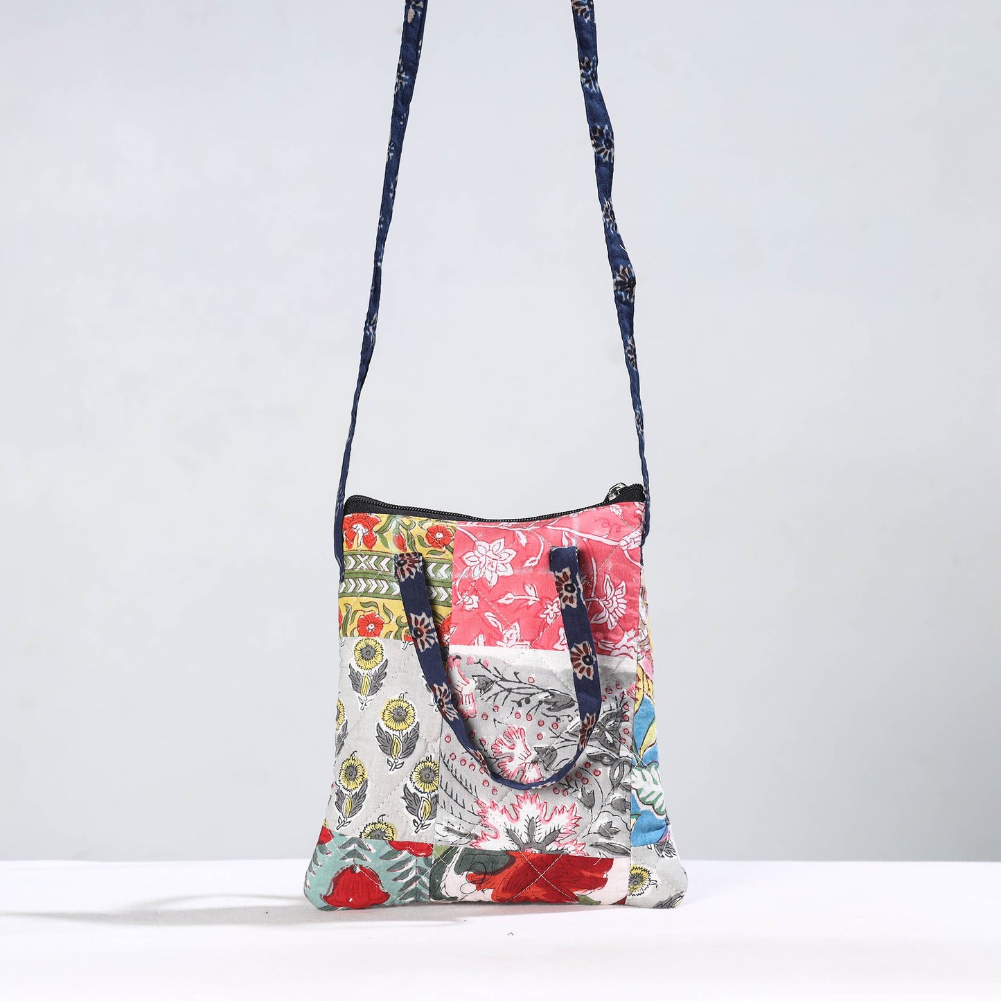 Multicolor - Handmade Quilted Cotton Patchwork Sling Bag 65