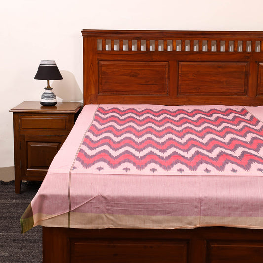 Pink - Cotton Pochampally Ikat Bedsheet 34