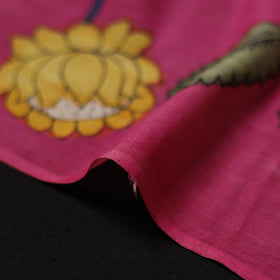 Pink - Handpainted Srikalahasti Silk Cotton Pen Kalamkari Fabric 13