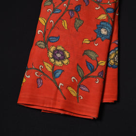 Red - Handpainted Srikalahasti Silk Cotton Pen Kalamkari Fabric 14