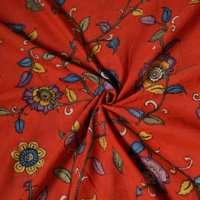 Red - Handpainted Srikalahasti Silk Cotton Pen Kalamkari Fabric 14