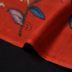Red - Handpainted Srikalahasti Silk Cotton Pen Kalamkari Fabric 14