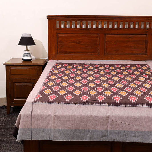 Brown - Cotton Pochampally Ikat Bedsheet 35